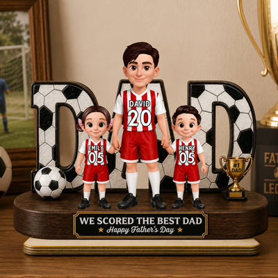 Soccer Dad Legend We Scored The Best Dad - Personalized 2-Layered Wooden Plaque - Father's Day Gift For Dad, Husband, Soccer Lovers