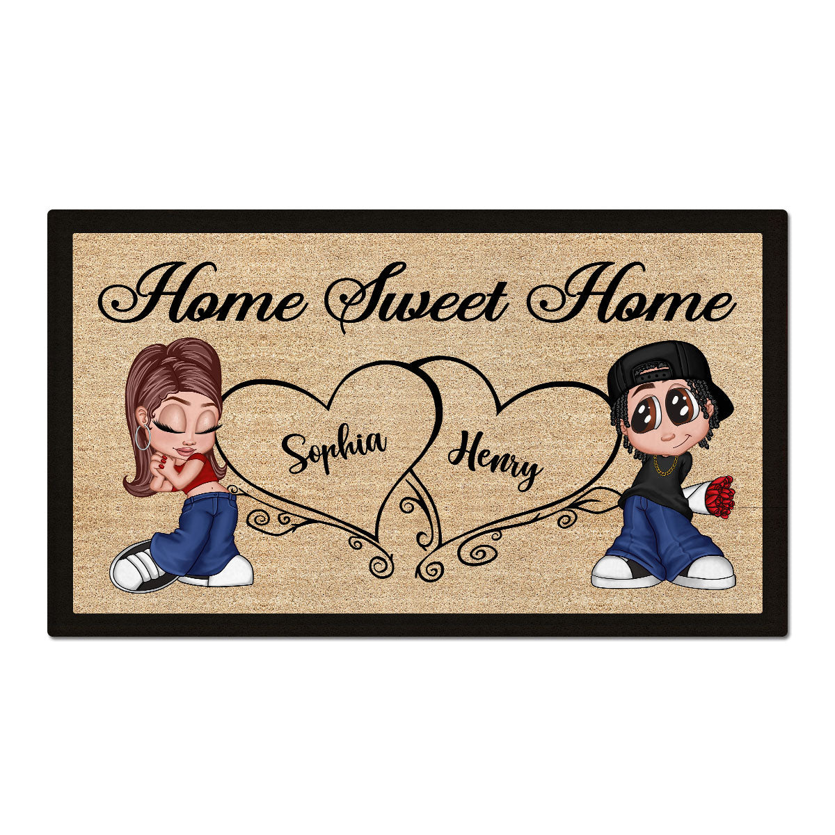 Home Sweet Home Y2K Couple Housewarming Gift Personalized Doormat