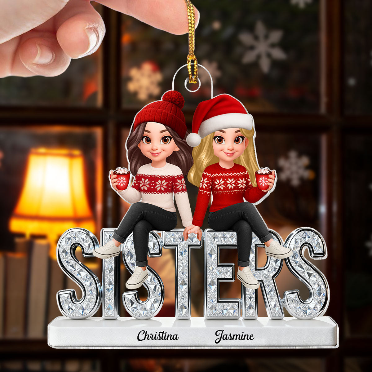 [BUY 1 GET 1 FREE] 3D Shinning Effect Sisters Forever Christmas - Personalized Acrylic Ornament - Gift For Sisters
