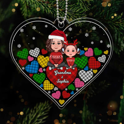 Hearts In Hearts Christmas Grandma Grandkids Personalized Acrylic Ornament
