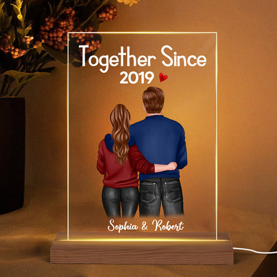 Standing Back View Couple  Anniversary Gift For Him Gift For Her Personalized Rectangle Acrylic Plaque LED Lamp Night Light
