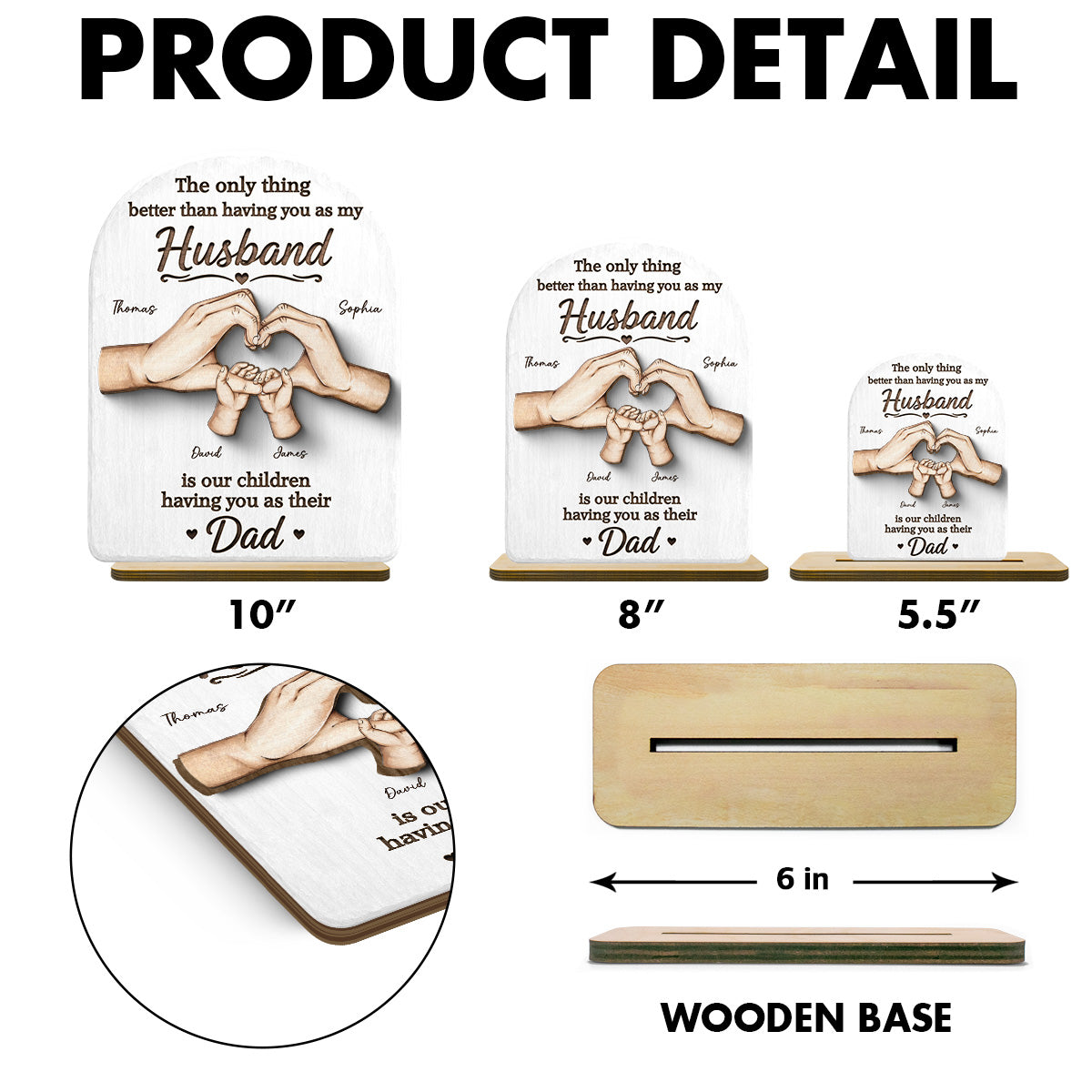 The Only Thing Having You As My Husband Family Hands - Personalized 2-Layered Wooden Plaque - Father's Day Gift For Husband