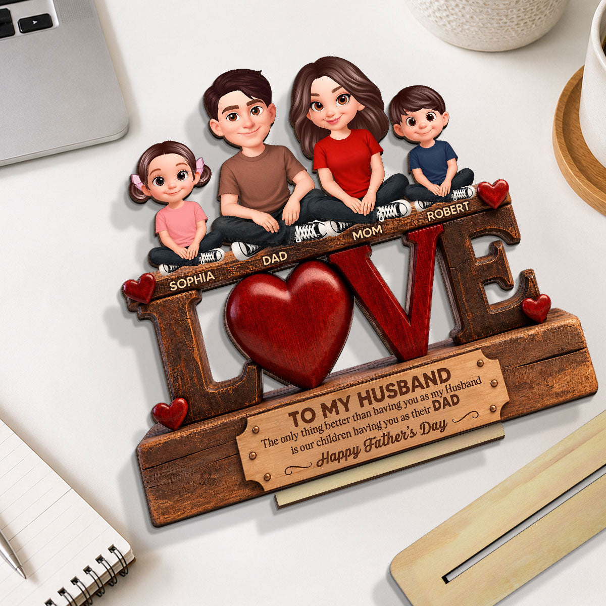 Forever Family Love To My Husband The Only Thing - Personalized 2-Layered Wooden Plaque - Father's Day Gift For Husband, Dad