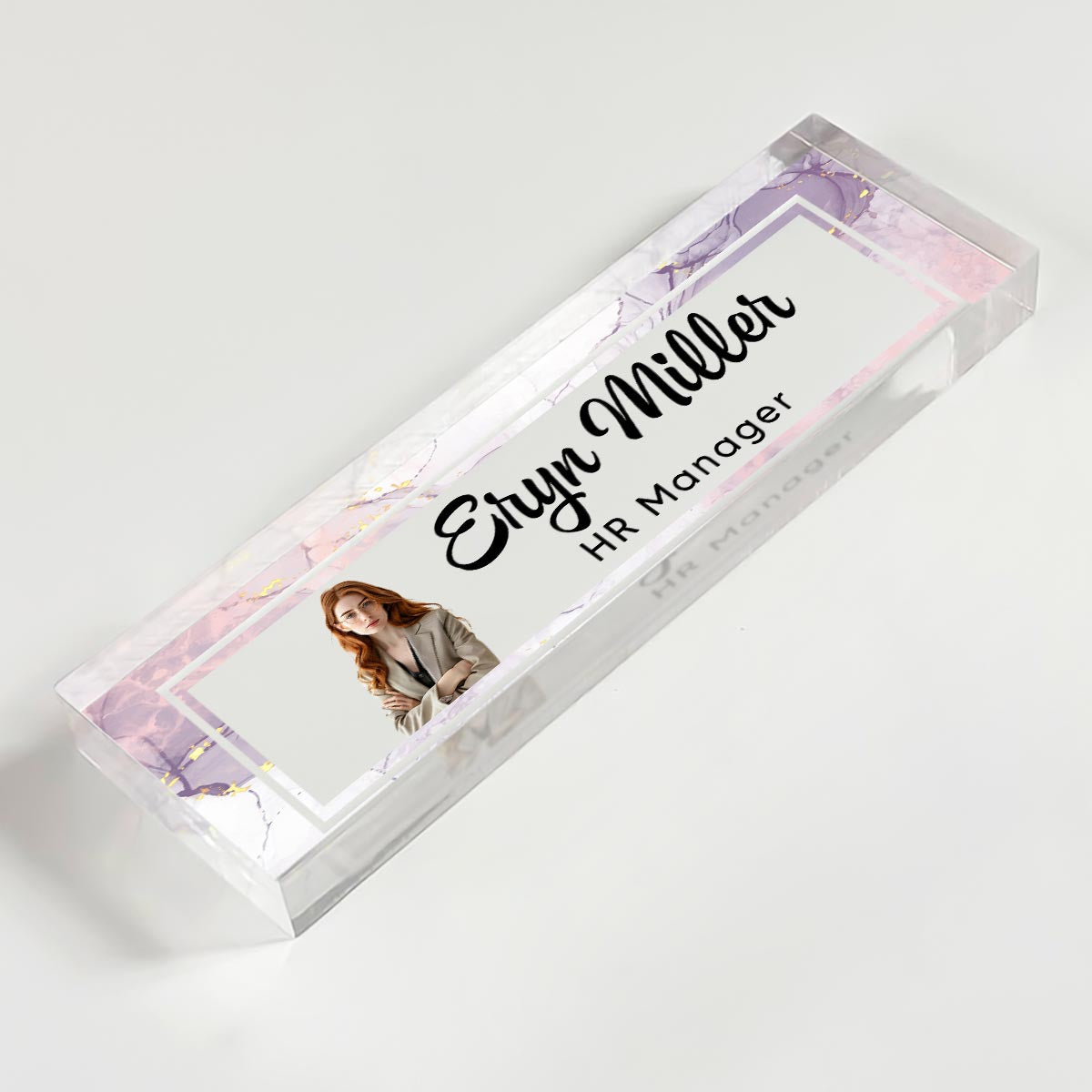 Marble Design Personalized Acrylic Desk Name Plate, Office Desk Decor, Gift For Boss, PhD, Teacher, Colleagues, Coworkers