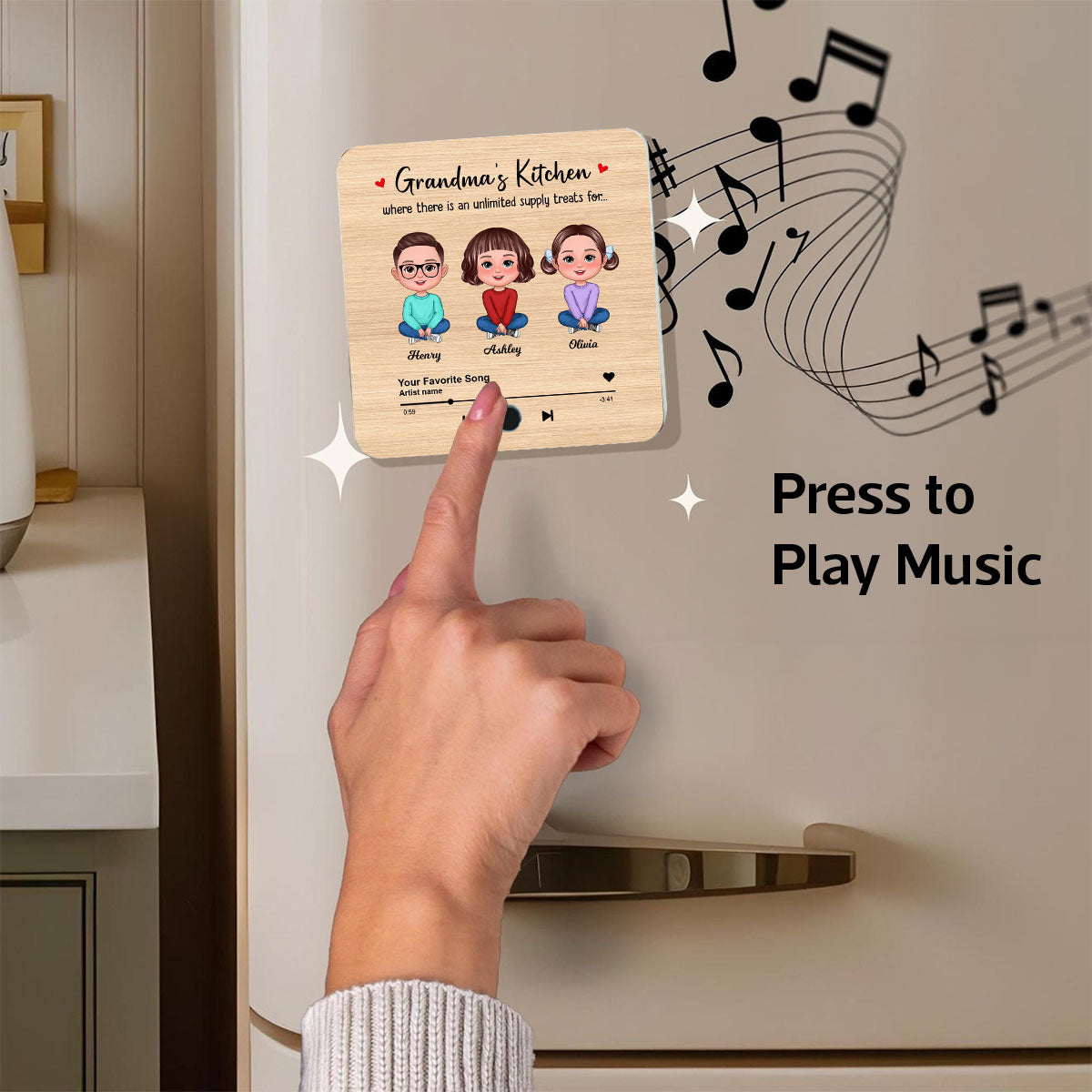 Grandma's Kitchen Where There Is An Unlimited Supply Treats for Grandkids, Personalized Music Fridge Magnet, Heartfelt Gift, Birthday Gift for Grandma