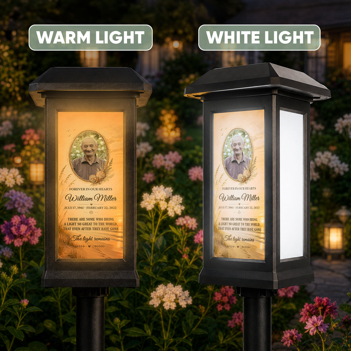 Custom Beach Memorial Photo - Personalized Solar Garden Light - Heartfelt Sympathy Gift for Loved Ones
