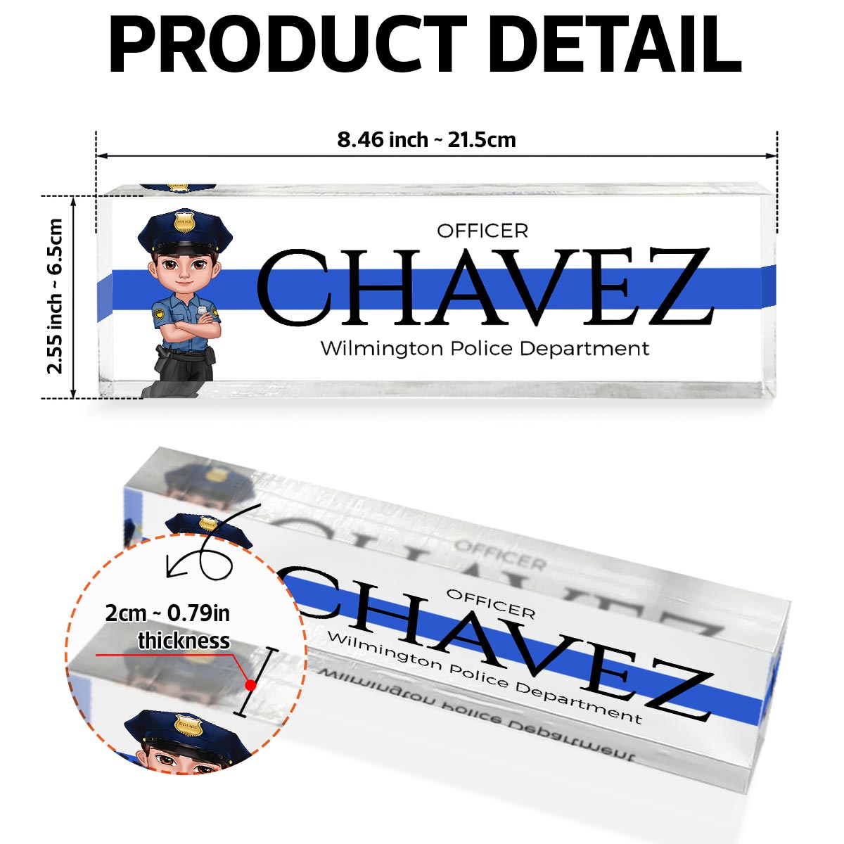Law Enforcement Personalized Acrylic Desk Name Plate, Appreciation Gift For Police Officers, Sheriff, Deputy Sheriff
