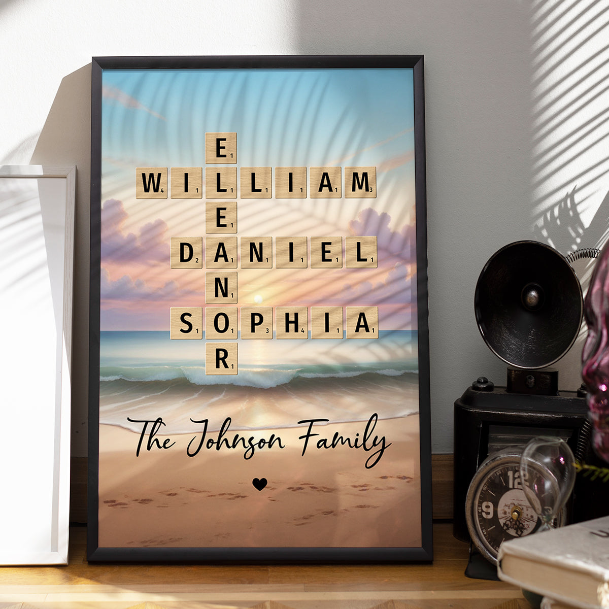 Family Crossword Art - Created In A Moment, Treasured Forever Personalized Poster
