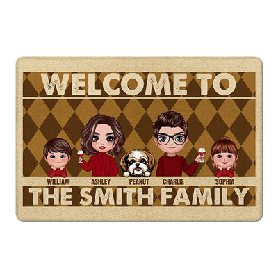 Family Kids Dogs Cats Housewarming Gift Personalized Doormat
