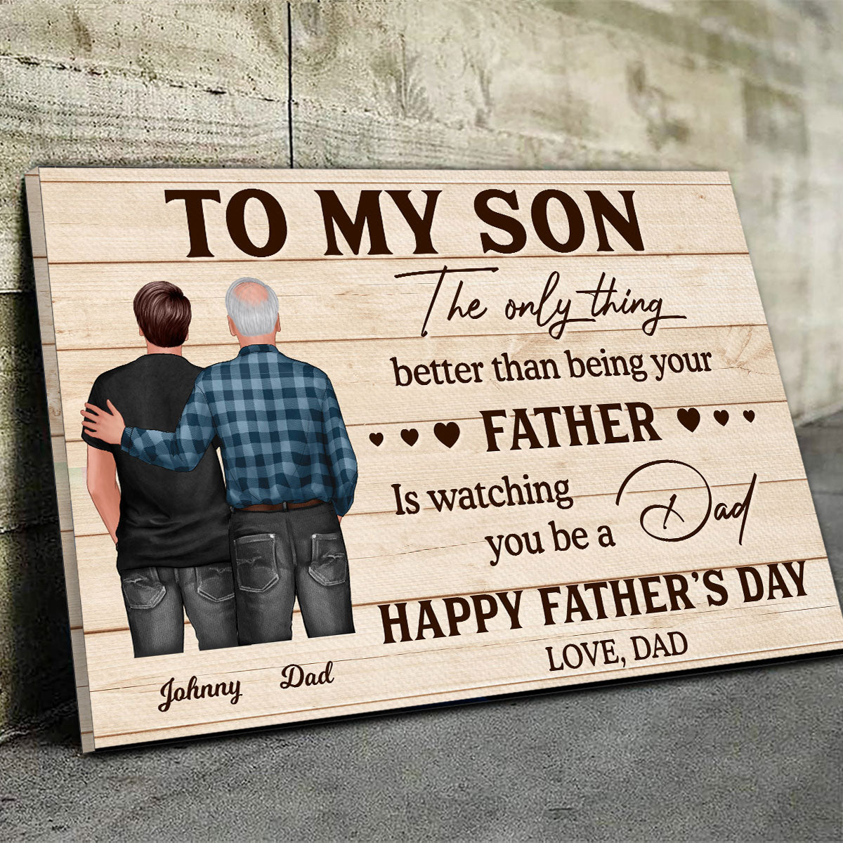 To My Son From Mom Happy Father's Day Personalized Wrapped Canvas| Heartfelt Father's Day Gift For Son