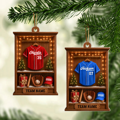 3D Effect Holiday Baseball Display - Personalized Acrylic Ornament - Christmas Gift for Sons, Daughters, Grandkids