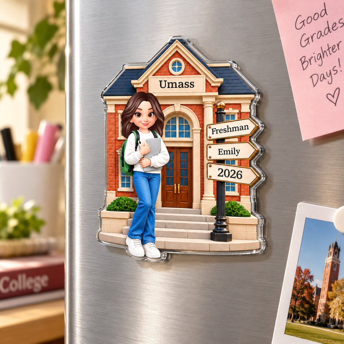 1st Year Of College 2D Flat - Personalized Acrylic Magnet - Christmas Gift for Freshman