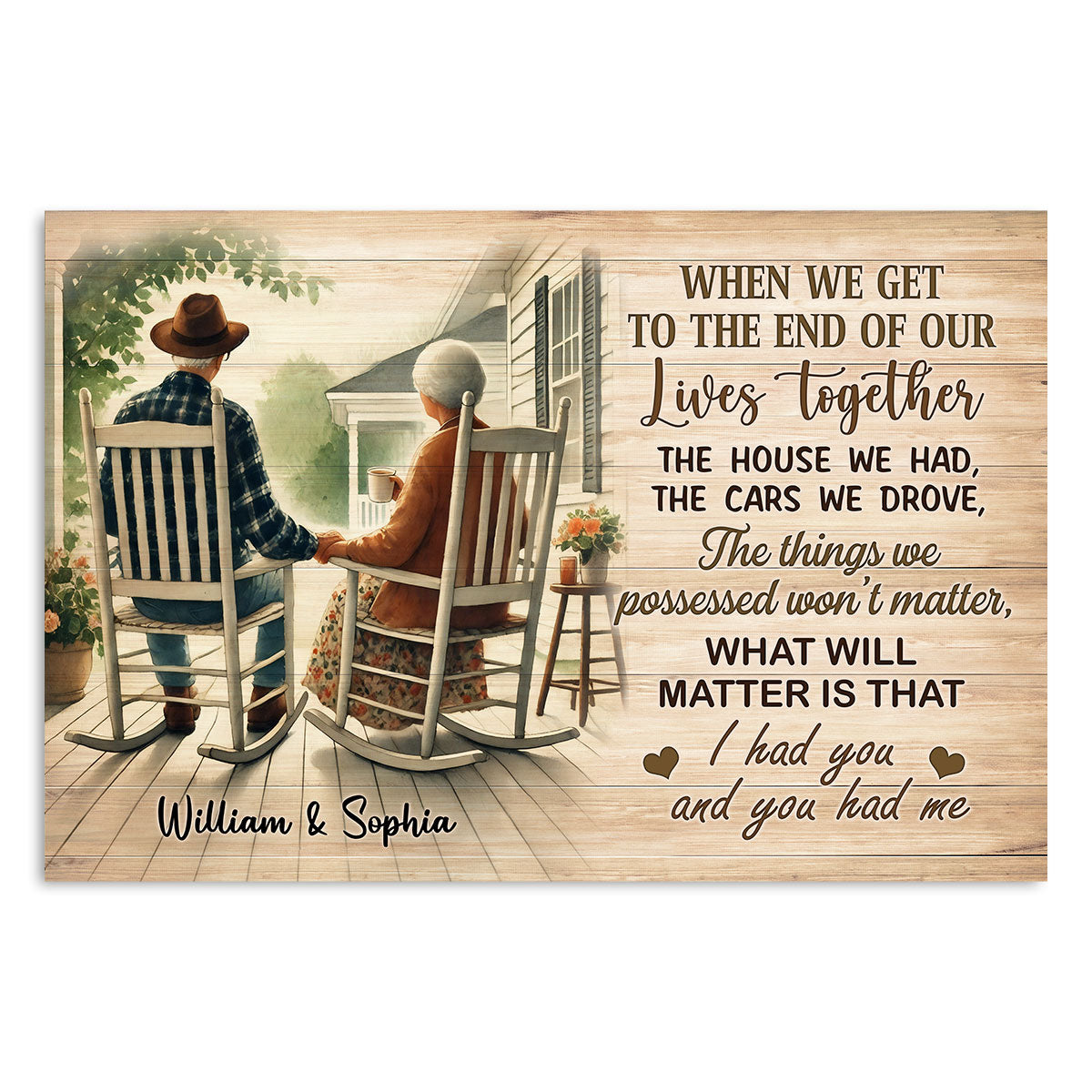 Old Couple Sitting On The Porch Personalized Poster, Heartfelt  Gift For Him, For Her, Husband, Wife