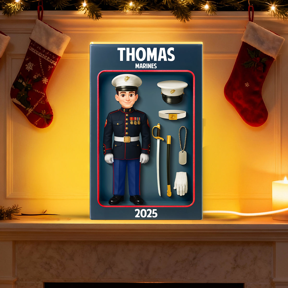 Marines Action Figure 3D Effect - Personalized Light Box - Special Gift For The Marines