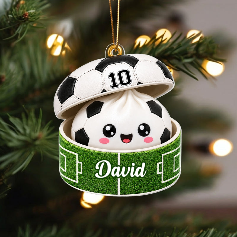 Custom Soccer Dumpling Squishy Style - Personalized Acrylic Ornament - Christmas Gift for Daughter, Son, Grandkids