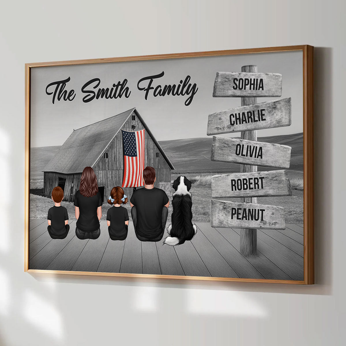 American Family Barn House Personalized Poster, Unique Father's Day Gift For Dad