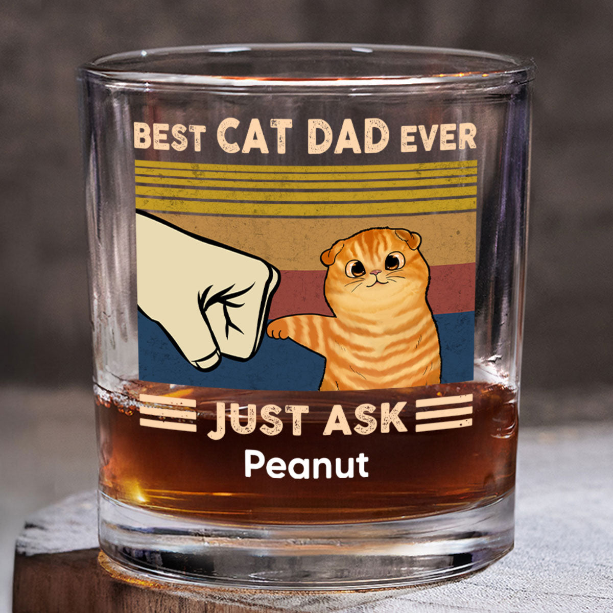 Father’s Day 2025 Gift for Cat Dads - Custom Cat Fist Bump Personalized Wine Glass