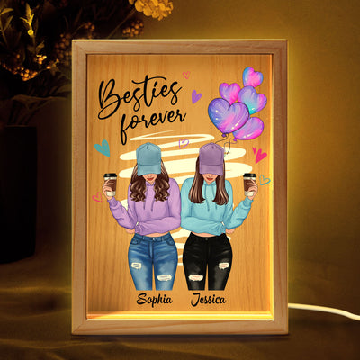 Besties Forever Front View Besties Personalized Wooden Frame Light Box