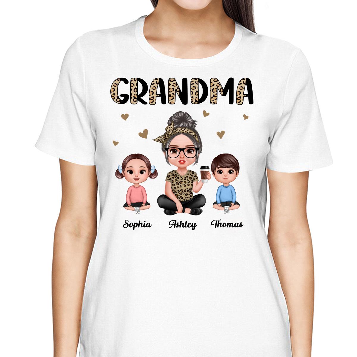 Half Leopard Realistic Doll Grandma Grandkids Personalized Shirt