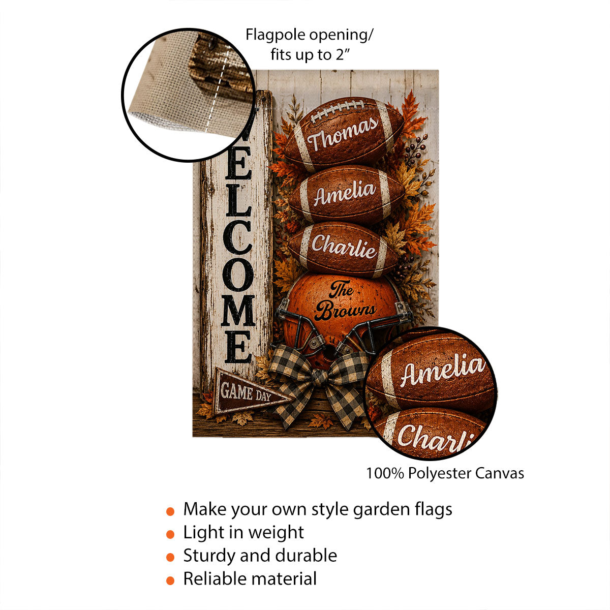 Welcome to Football Family - Personalized Garden Flag - Game Day Fall Outdoor Decor