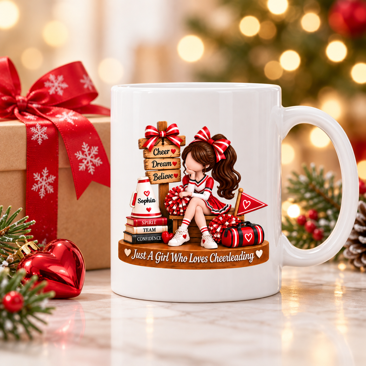 Just a Girl Who Loves Cheerleading - Personalized Mug - Christmas Gift for Daughter, Granddaughter