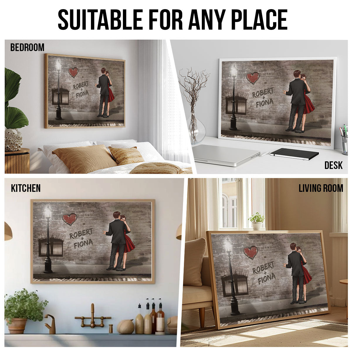 Couple Vintage Old Street Personalized Poster, Valentines Gift, Anniversary Gift for Him for Her