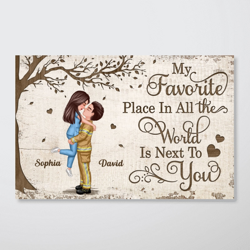 Favorite Place In The World Couple Gifts by Occupation Gift For Her Gift For Him Firefighter, Nurse, Police Officer Personalized Poster
