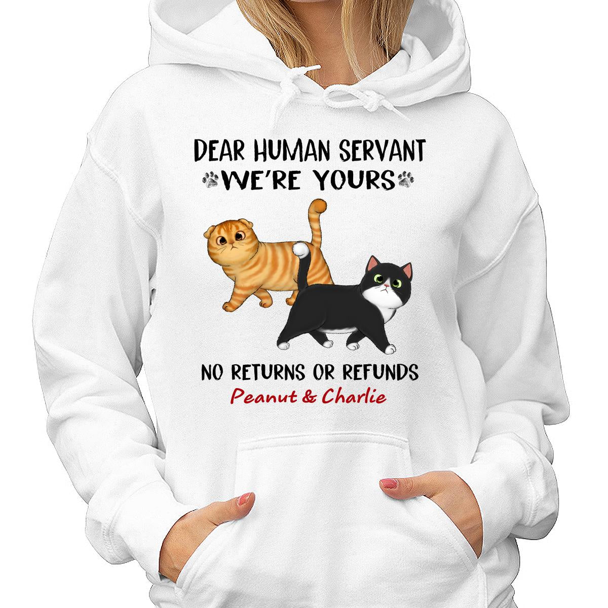 Dear Cat Dad Mom We‘re Yours Walking Fluffy Cat Personalized Shirt