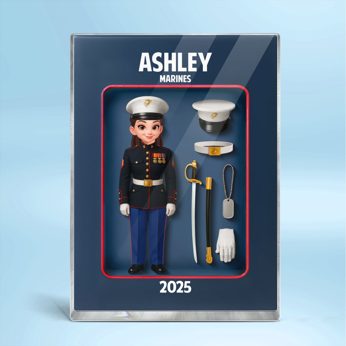 Marines Action Figure 3D Effect - Personalized Acrylic Block - Special Gift For The Marines