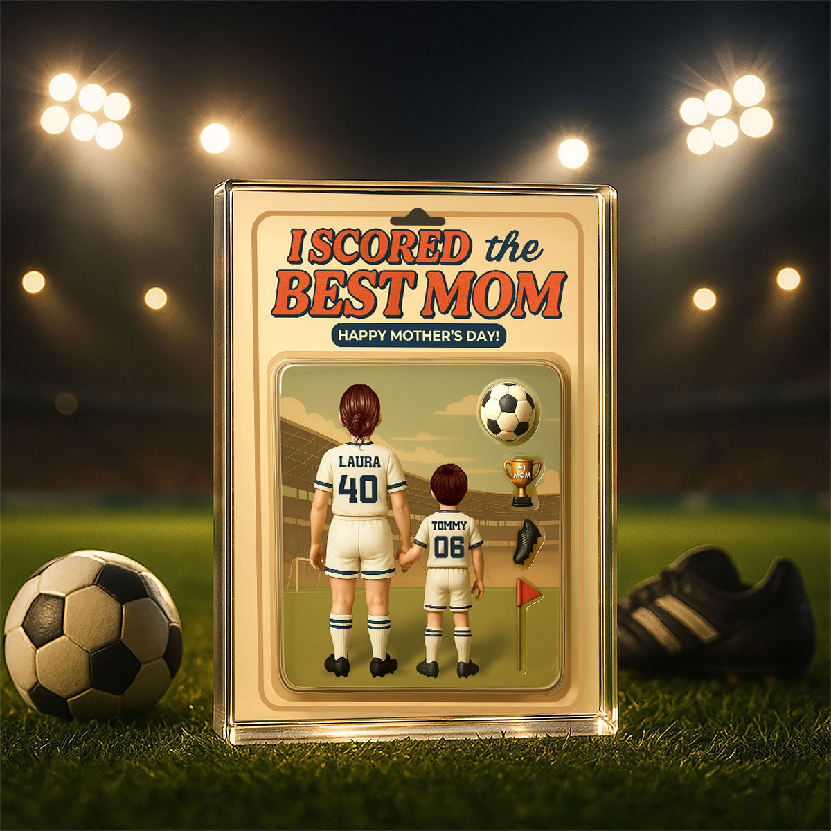 I Scored The Best Mom Soccer Custom Figure Personalized Acrylic Block Plaque, Gift for Mom, Gift for Wife