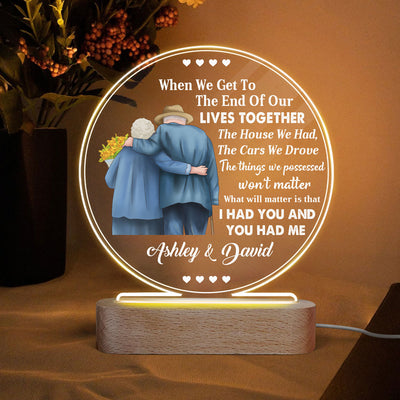 Old Couple Back View When We Get Old Personalized Circle Acrylic Plaque With LED Night Light