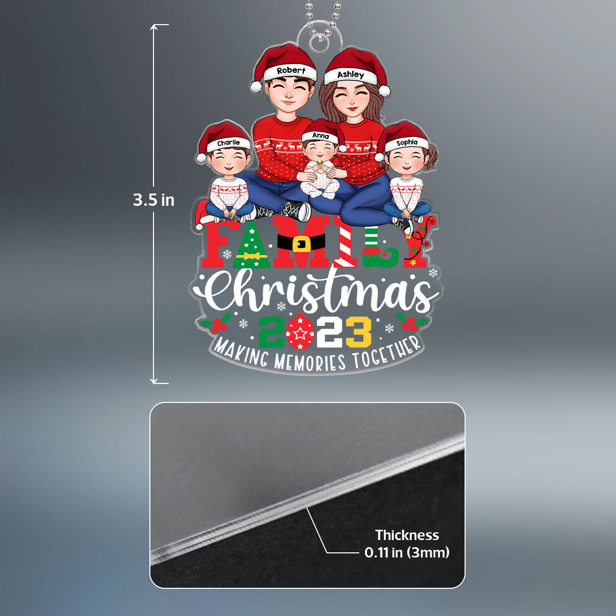 Family Christmas 2023 Making Memories Together Personalized Acrylic Ornament