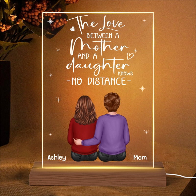 Mother Daughter Knows No Distance Mother‘s Day Gift Personalized Rectangle Acrylic LED Night Light Acrylic LED Lamp