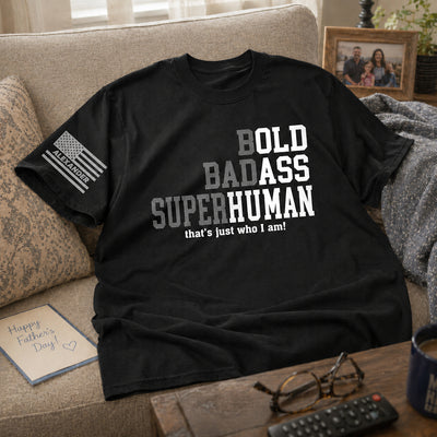 Bold Badass Superhuman Old Man - Personalized Sleeve Printed Shirt - Funny Father's Day Gift For Husband, Dad, Grandpa