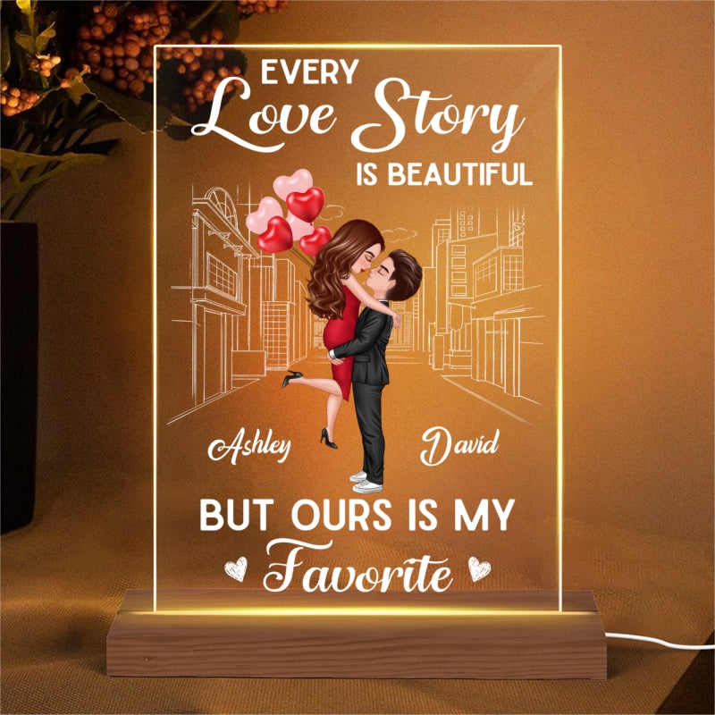 Favorite Love Story Hugging Couple Personalized LED Night Light Acrylic LED Lamp