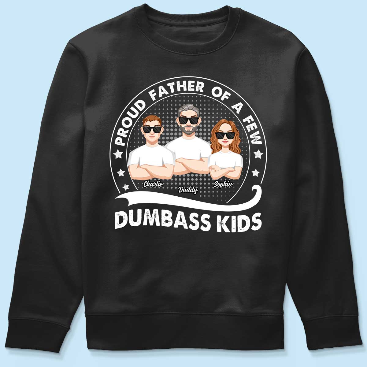 Proud Father Of A Few Kids Retro Circle Personalized Shirt (Dark Color)