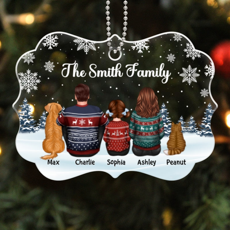 Family Dad Mom Kids Dogs Cats - Personalized Acrylic Ornament
