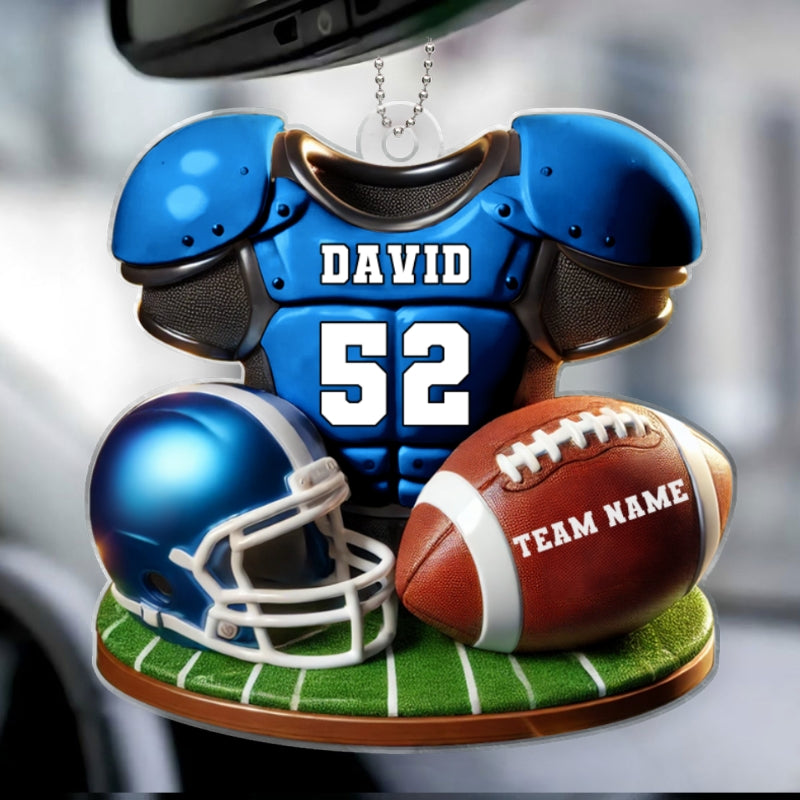 Football Jersey Uniform 3D Effect Personalized Acrylic Car Hanger Ornament, Perfect Gift For Football Fans, Super Bowl 2025