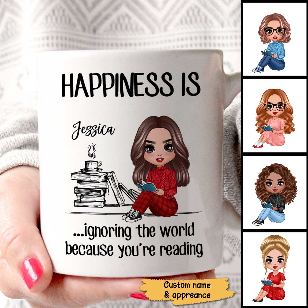 Happiness Is Ignoring The World Because You‘re Reading Book Personalized Mug
