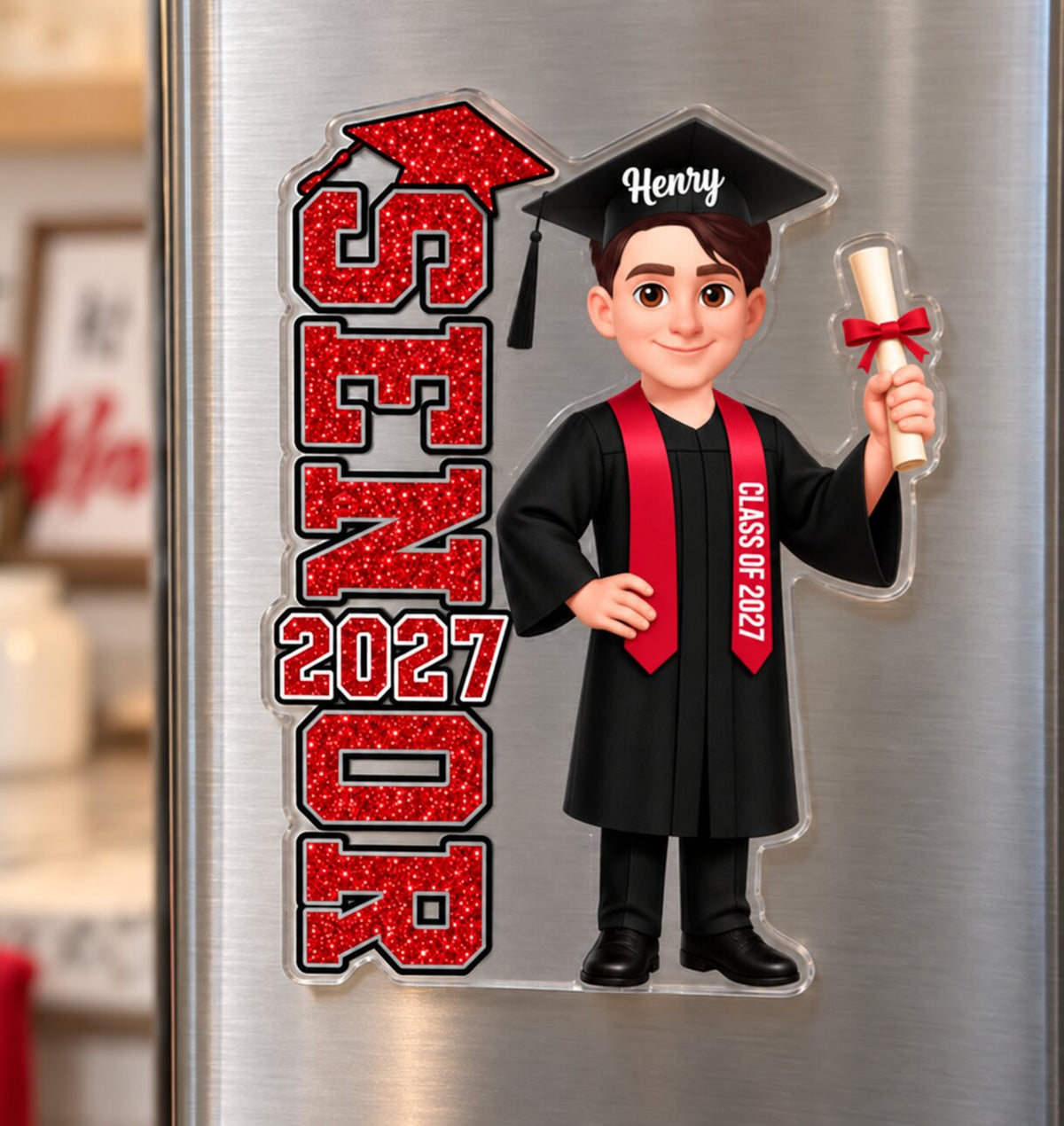 Trending Senior 2026 2027 - Personalized Acrylic Fridge Magnet - Christmas Gift For Seniors, Daughter, Son, Granddaughters, Grandsons