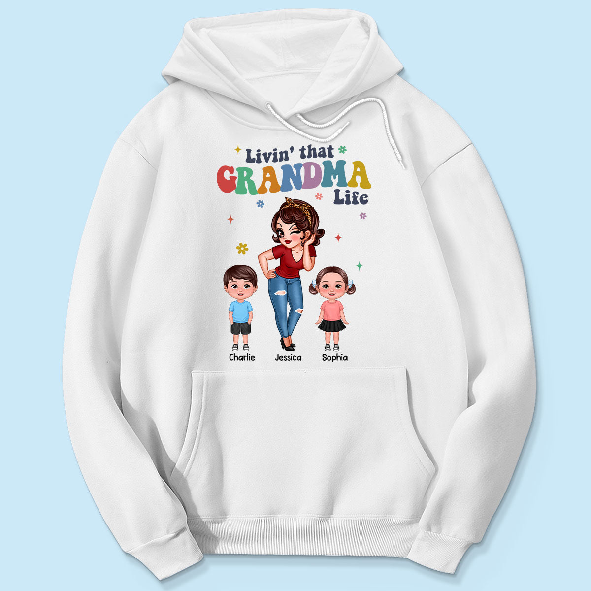 Livin' That Grandma Life  Cool Grandma Grandkids Colorful Stylish Graphic, Personalized Shirt, Gift For Grandma
