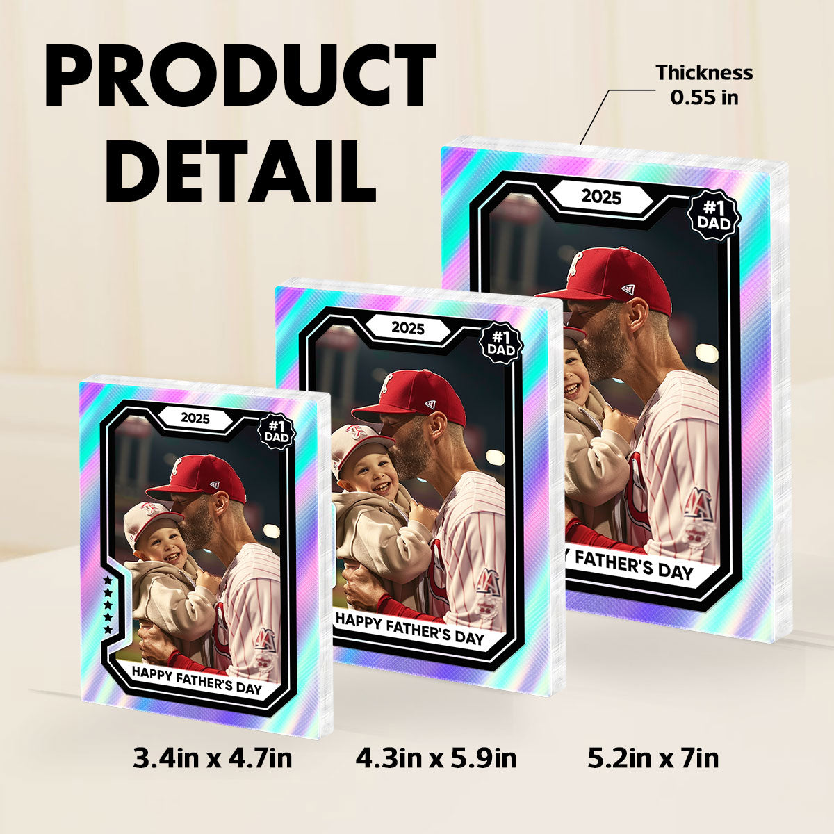 Premium Baseball Card Personalized Acrylic Block Plaque, Father's Day Gift for Dads, Gift for Husband