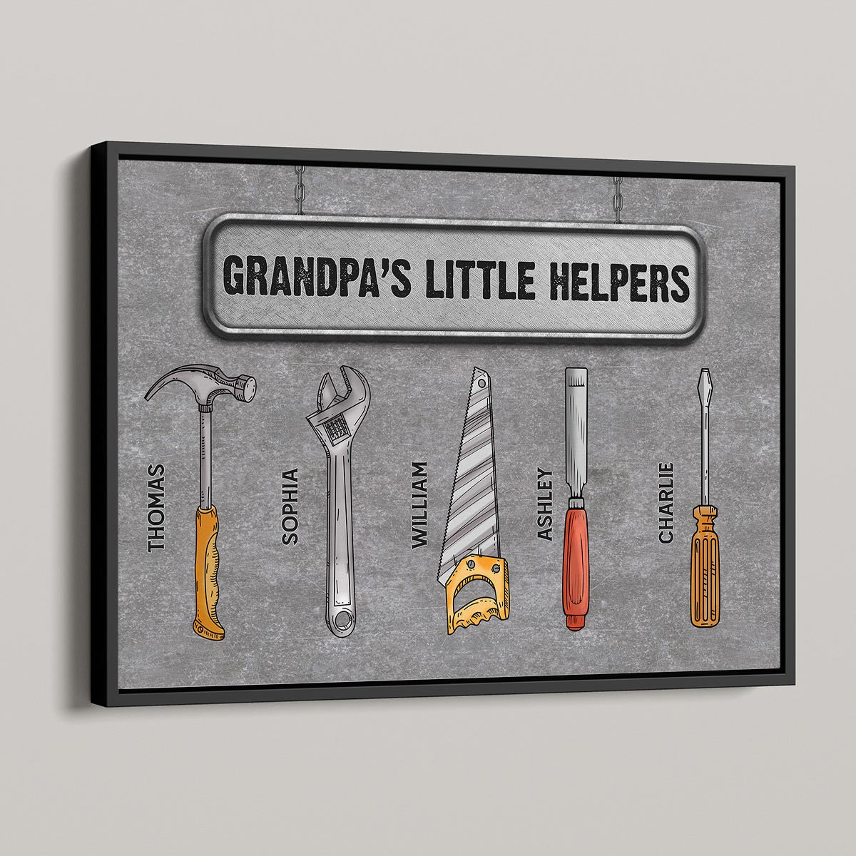 Grandpa‘s Little Helpers Personalized Poster, Cool Father's Day Gift For Ultimate Grandpa, Papa, Dad, Husband