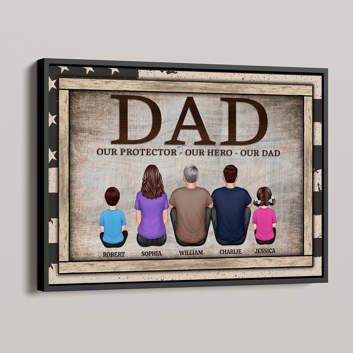 Dad Our Protector Our Hero Our Dad Personalized Horizontal Poster