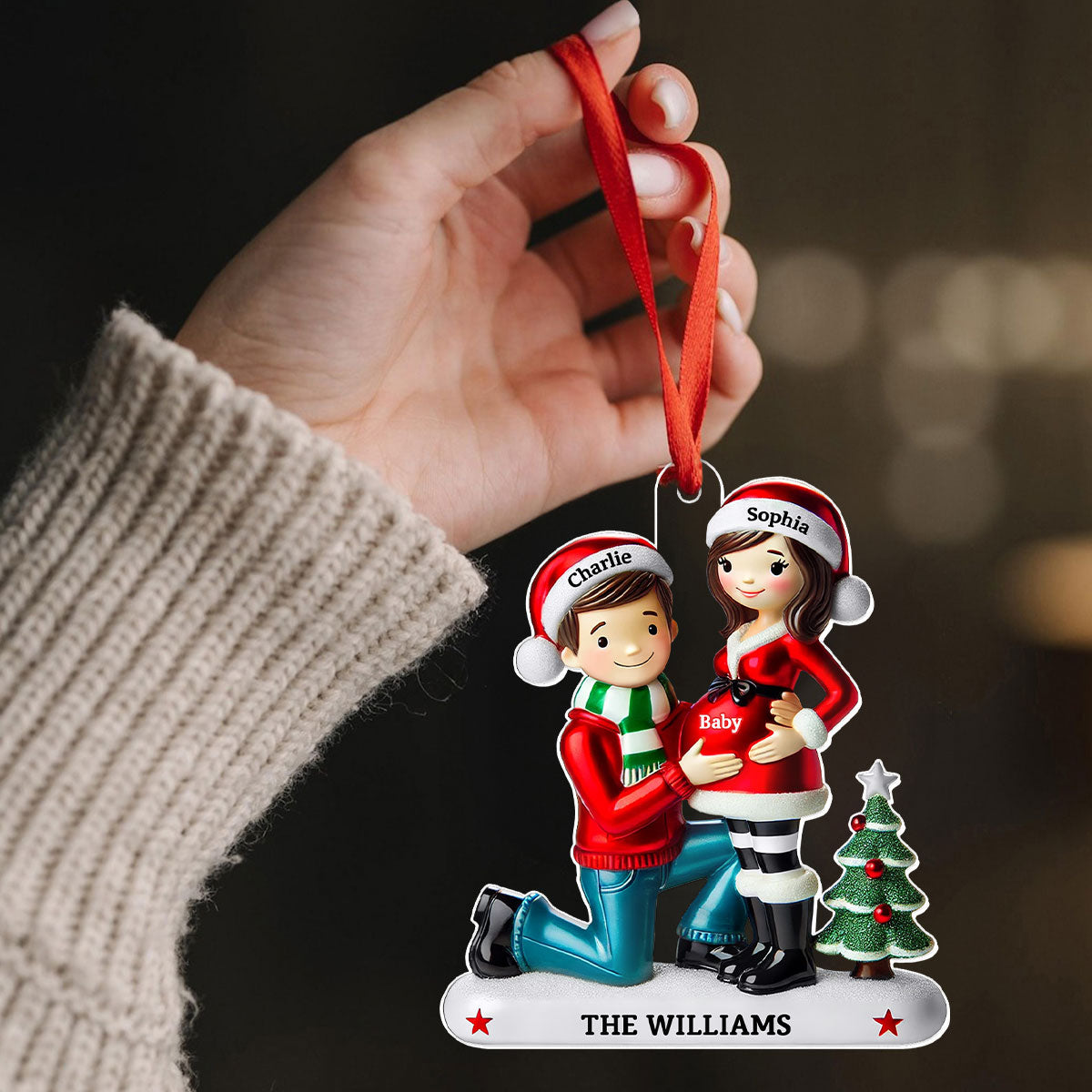Pregnancy Ornament, Personalized We're Expecting Parents, Pregnant Christmas Ornament, Mom and Dad to Be Gift