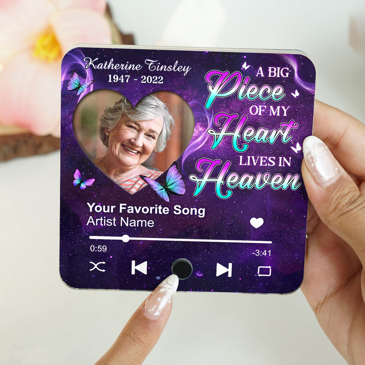 A Song from Heaven – Personalized Music Fridge Magnet With Photo of A Loved One Sympathy Gift, Memorial Gift, Remembrance Gift