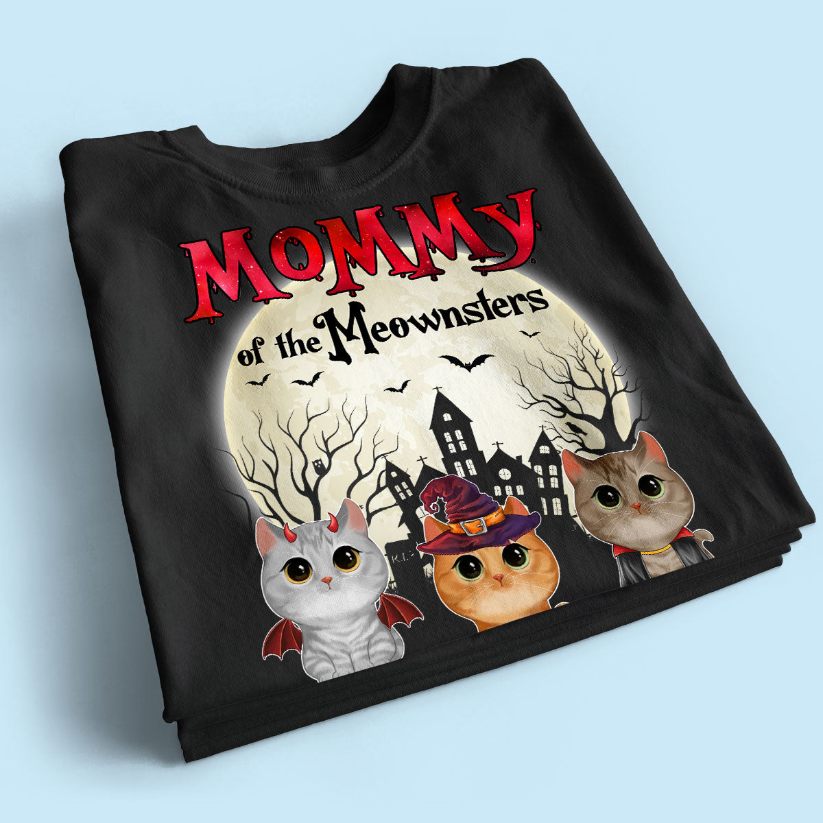 Mommy Of The Meownsters Halloween Watercolor Cute Cats Personalized Shirt
