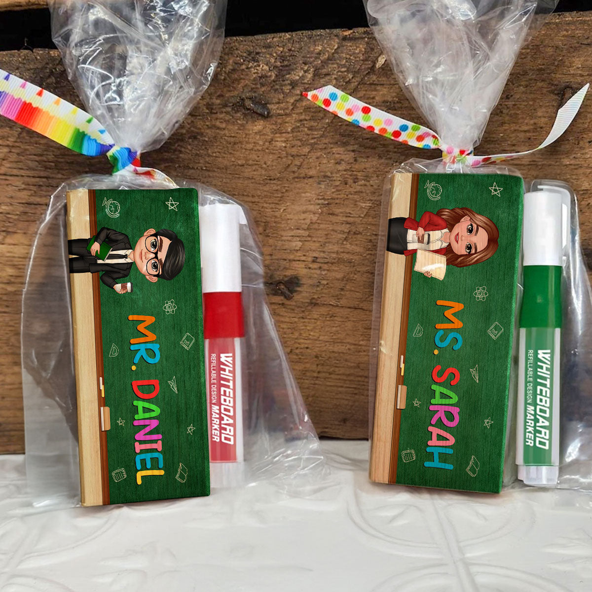 Doll Teacher Green Board Personalized Chalkboard/Whiteboard Eraser with Marker, Teacher Appreciation Gift, Back To School Gift