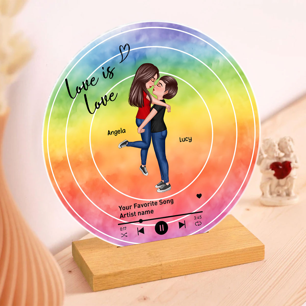 Custom Song  LGBTQ Couple Personalzied Acrylic Record, Anniversary gift, Pride Month gift for him, for her