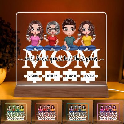 Mom We Love You To Pieces Personalized Acrylic Custom Shape LED Night Light